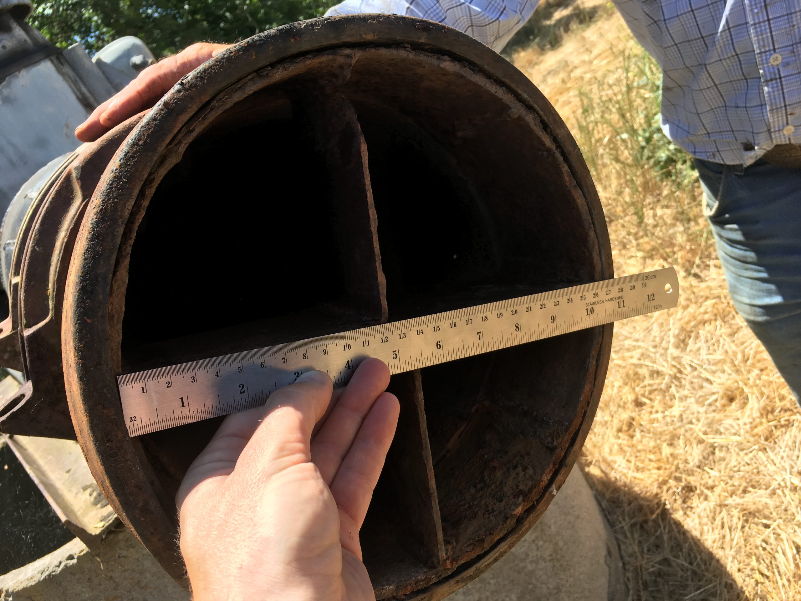 Measuring pipe diameter and straightening vane depth to ahead of upgrades.